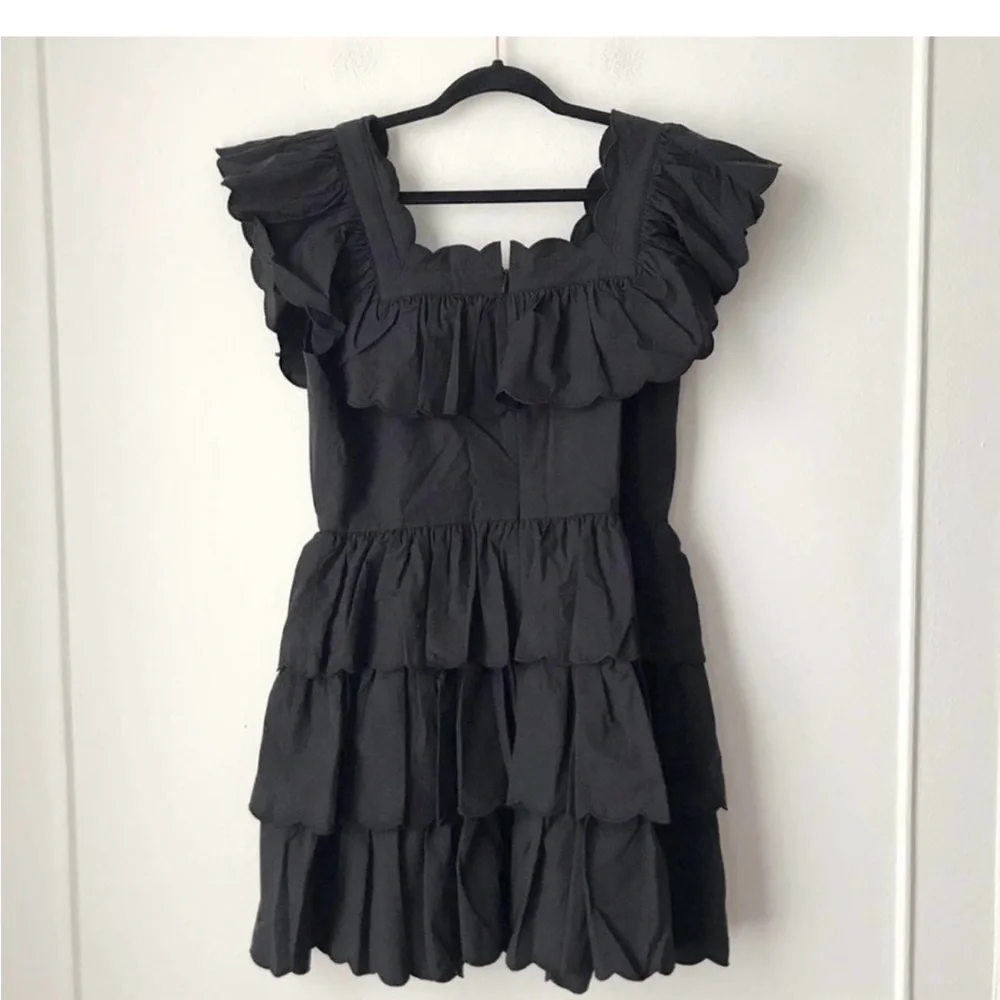 HUNTER BELL Ramsey Dress Black Ruffled Mini Dress - Picture 1 of 6